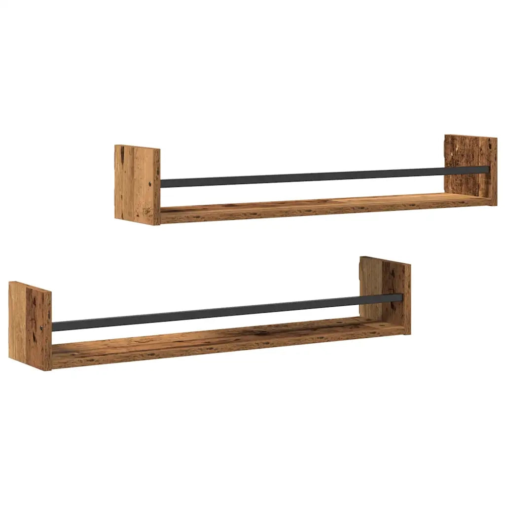 Scaffale da parete 2 pcs Legno vecchio 80 x 16 x 14 cm 869085