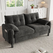 Divano moderno 2 posti - Zephmum - Tessuto chenille, cuscini spessi, design scandinavo, Grigio