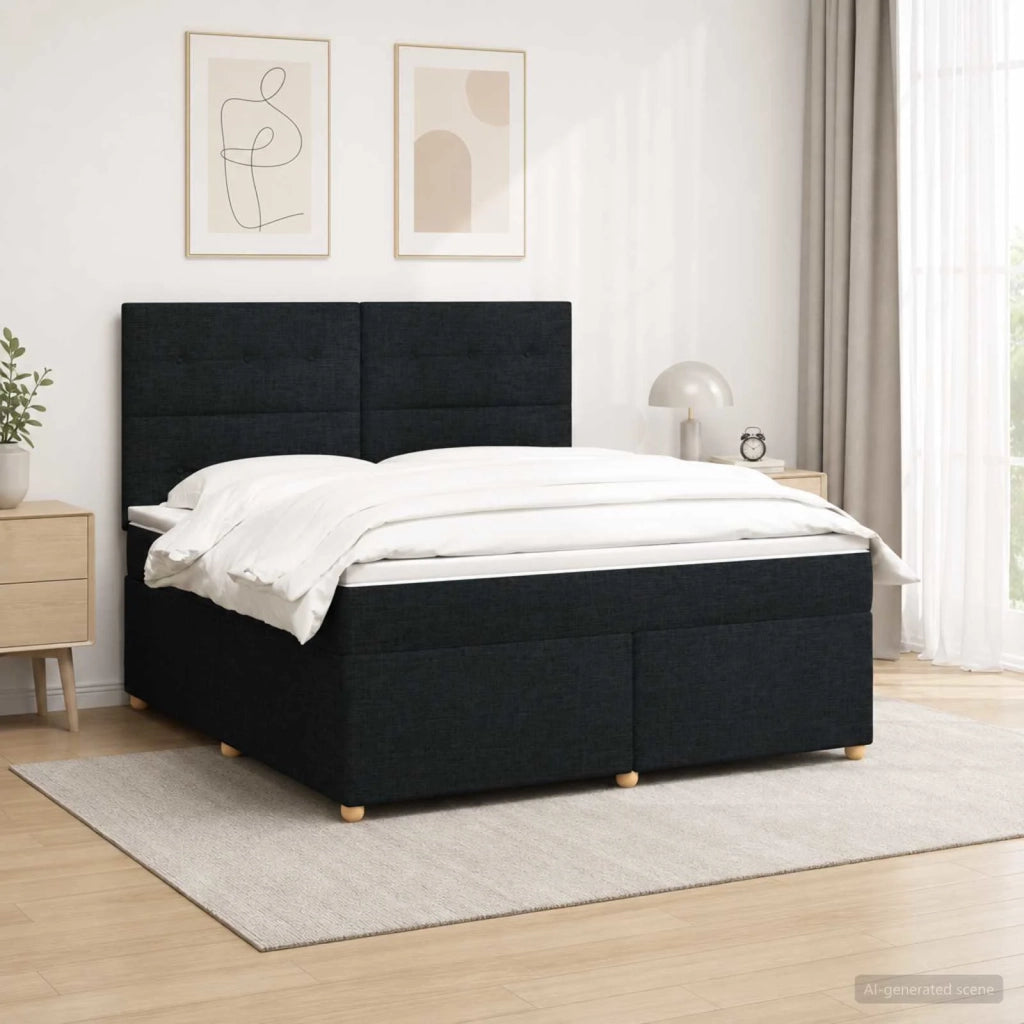 Letto box spring con materasso Nero 160 x 200 cm Tessuto 3455387