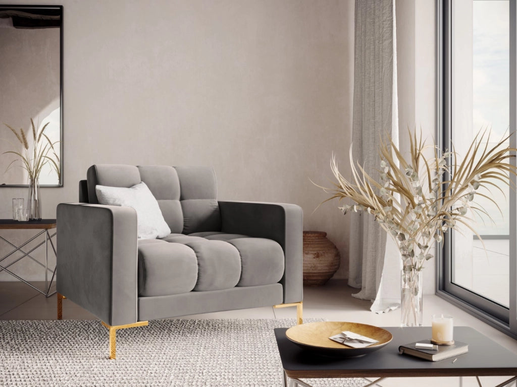 Cosmopolitan Design - Poltrona "Bali" in velluto grigio chiaro 