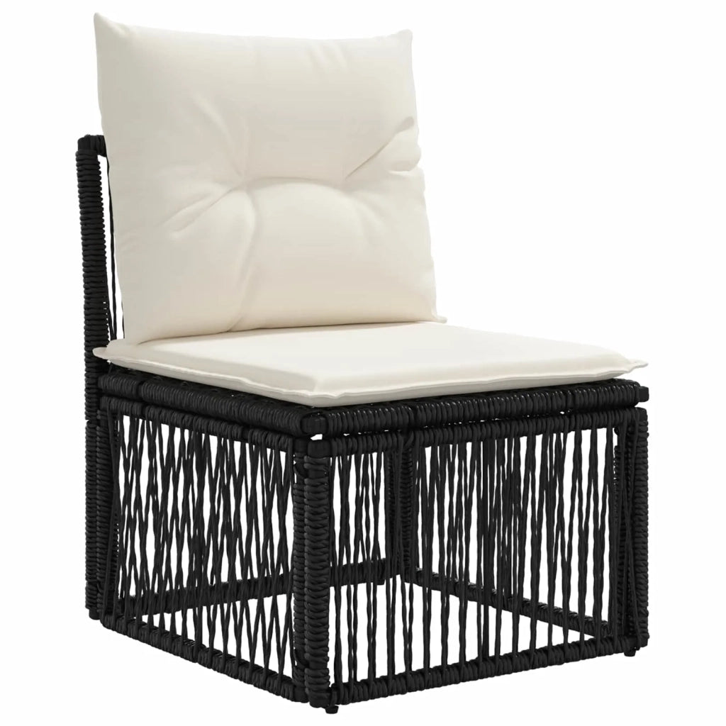 Set Divano da Giardino 4 pz | Set Salotto da Giardino Nero polyrattan