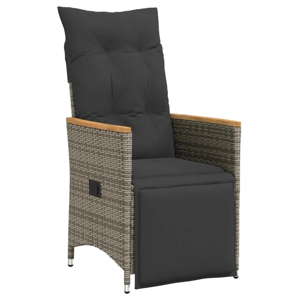 Set Bistrò da Giardino 9 pz con Cuscini in Polyrattan Grigio