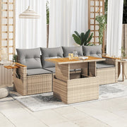Set Divano da Giardino 5 pz con Cuscini Beige Polyrattan Acacia 3327545