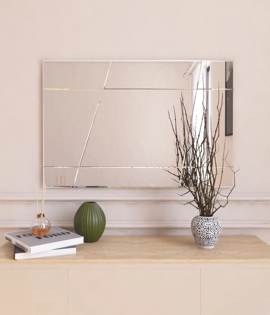 Agliano, Specchio Dettagli Geometrici, 50x75h cm Bianco