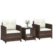 Set Giardino Bistrot Rattan con 2 Sedie e Tavolo Vetro ¨C zephmum ¨C 2 Posti Cremewei?