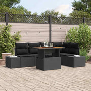 Set da Pranzo per Giardino con cuscino 6 pcs Nero e Marrone 3349967