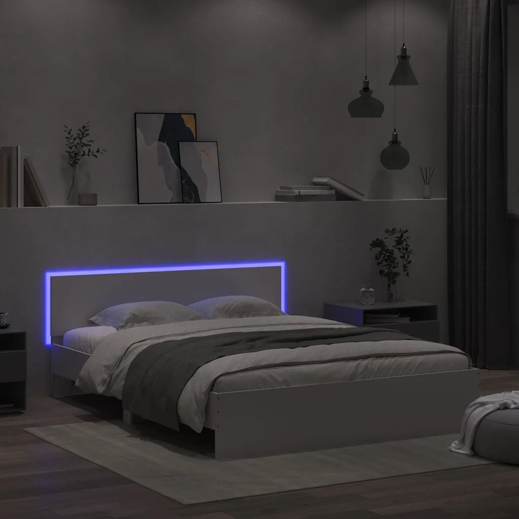 Giroletto con Testiera e LED Bianco 150x200 cm 3207602