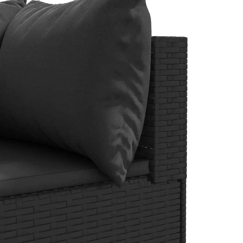 Set Divani da Giardino 4 pz con Cuscini Nero in Polyrattan