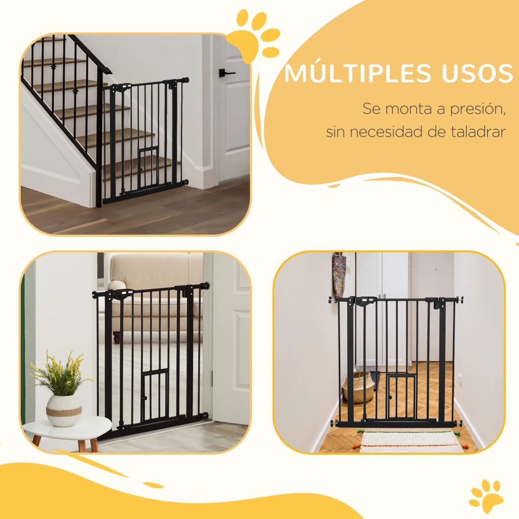 Barriera di sicurezza estensibile con porta ¨C Minimal ¨C 74-80x76.2 cm nero