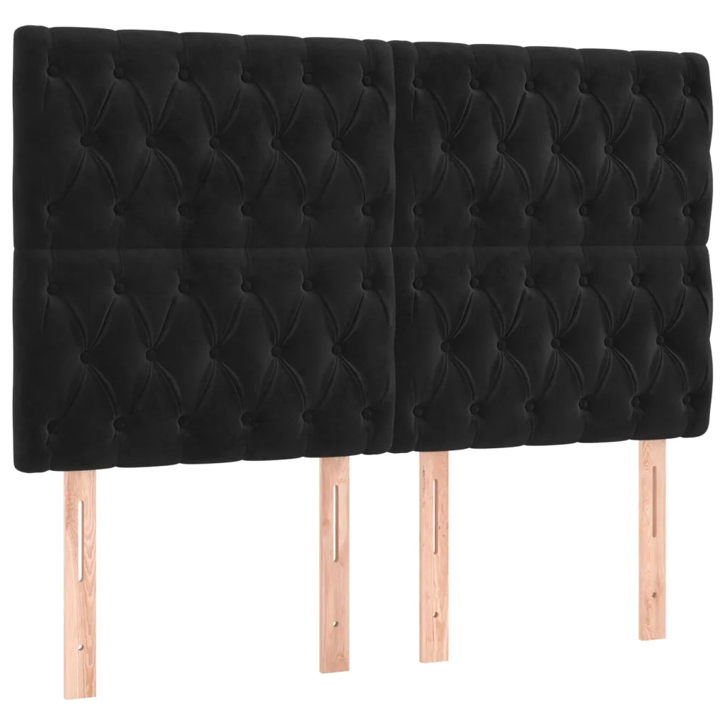 Letto a Molle con Materasso e LED Nero 160x200 cm in Velluto