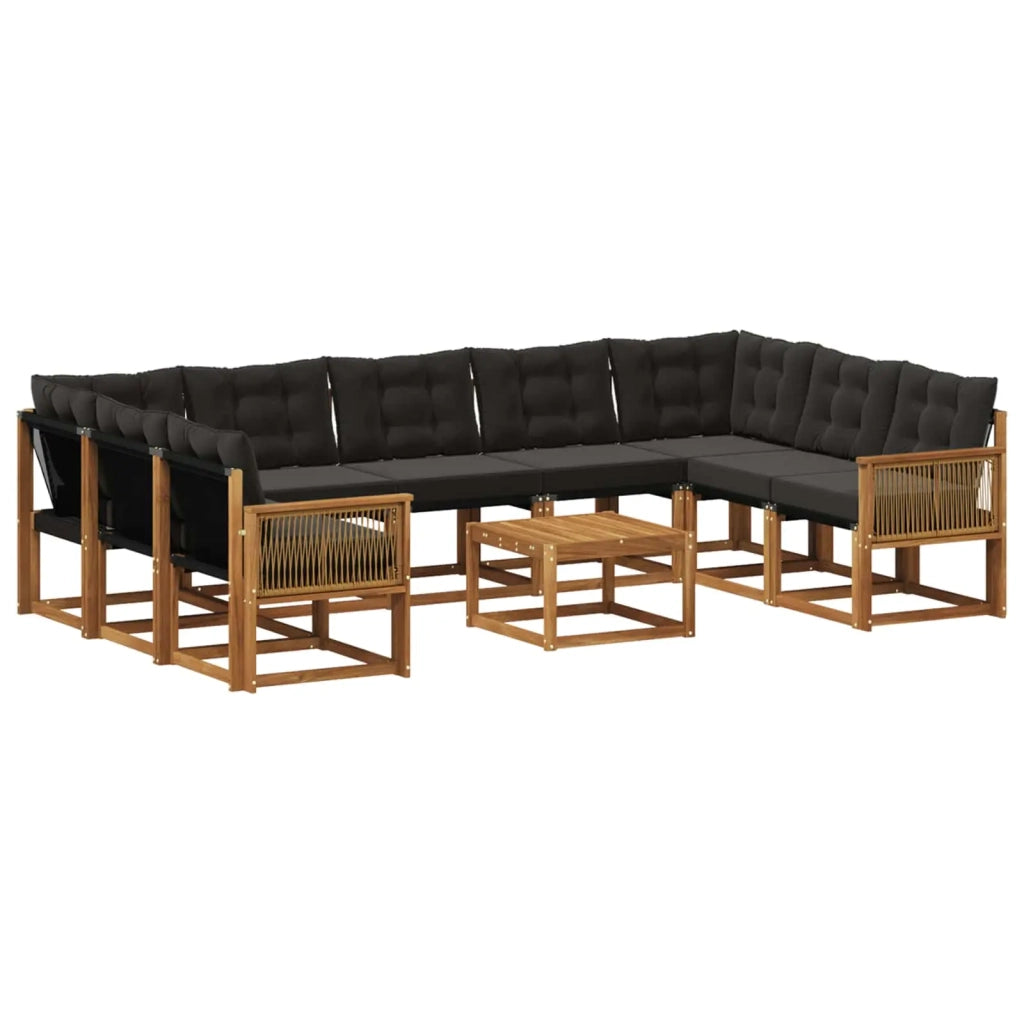 Set di divani da esterno con cuscino 10 pcs Naturale e Nero 3382228