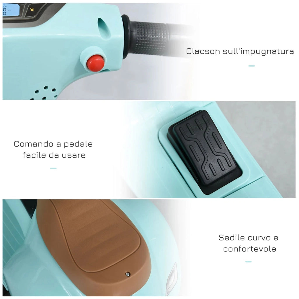 Scooter Elettrico per Bambini Licenza Ufficiale Piaggio Vespa Small 7,2V 2,5Ah Verde