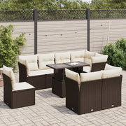 Set Divani da Giardino 9pz con Cuscini Marrone in Polyrattan 3326184