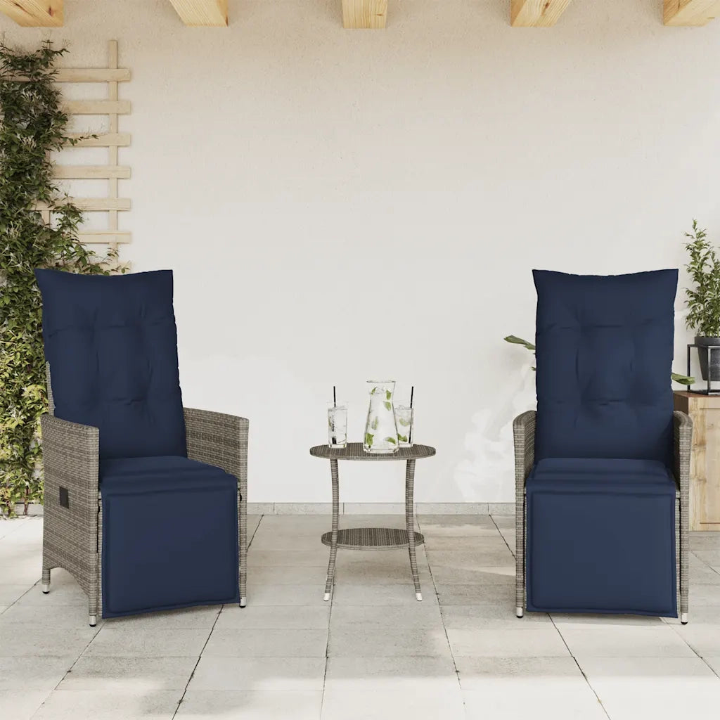 Set da Bistrot 3 pz con Cuscini Grigio in Polyrattan 365677