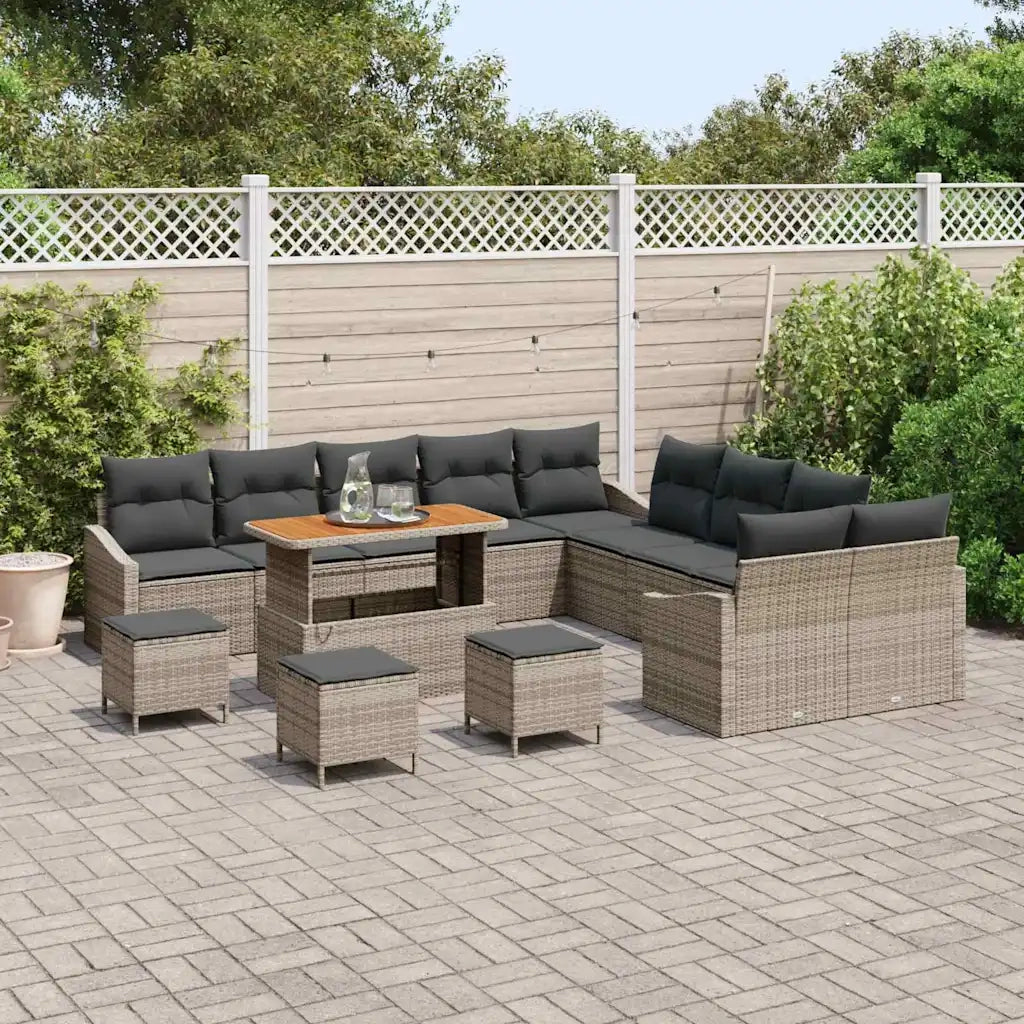 Set Divano da Giardino con cuscino 14 pcs Grigio polyrattan 3362723