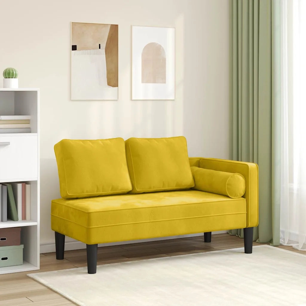 Chaise Longue con Cuscini Giallo in Velluto 4007577
