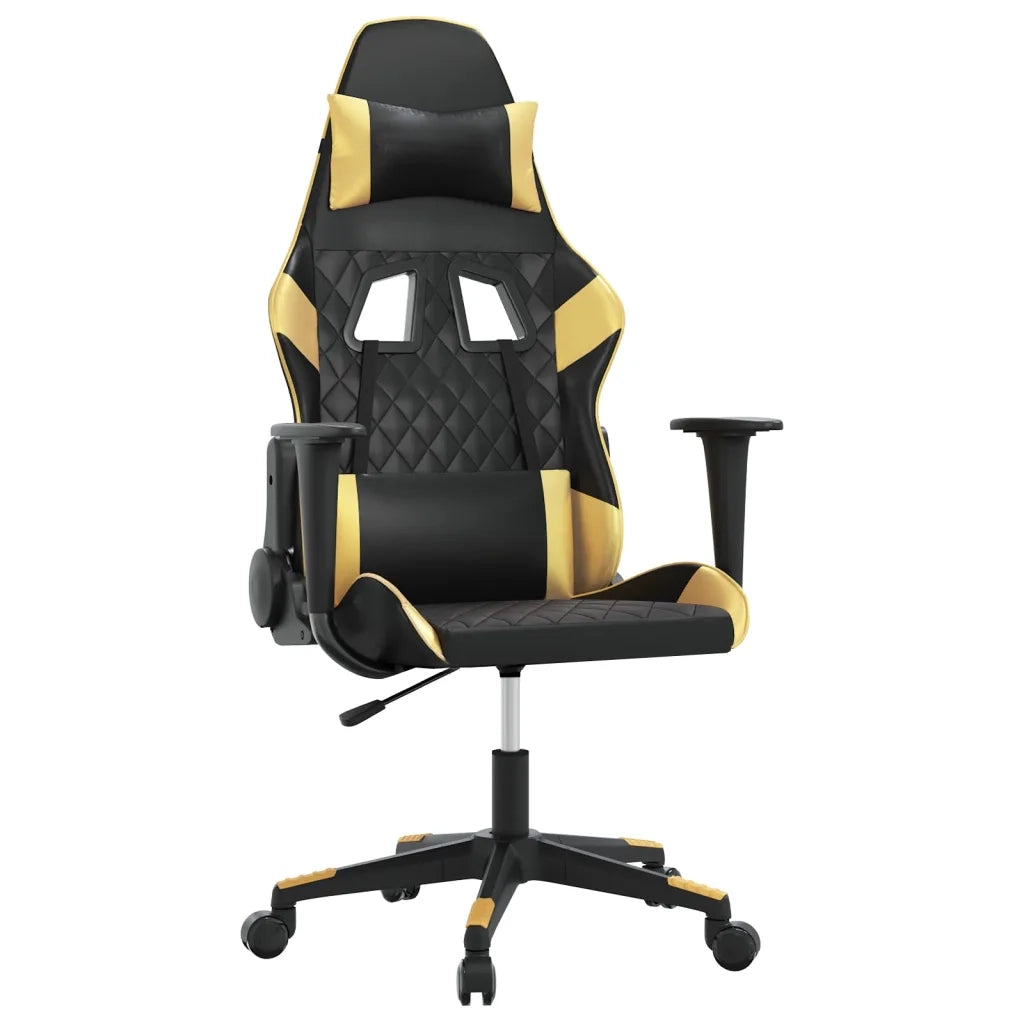 Sedia da Gaming Massaggiante Nero e Oro in Similpelle 345513