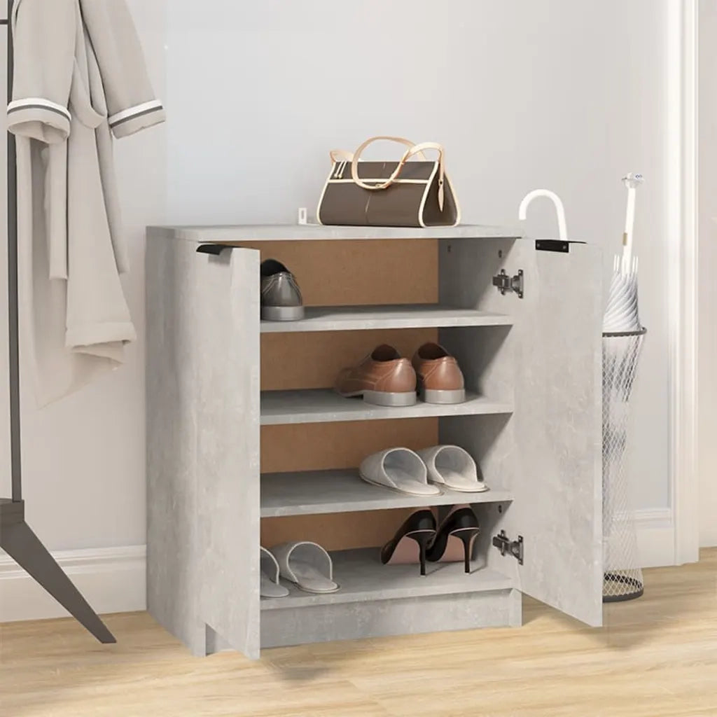 Scarpiera-Scaffale per scarpe Grigio Cemento 59x35x70 cm in Legno Multistrato