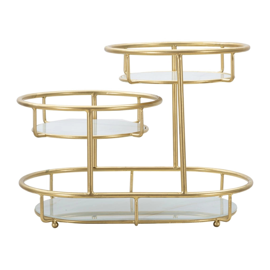 Vassoio VKH689, Oro, Metallo, 36x22,5x27 cm
