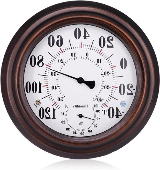 Termometro e Igrometro per Esterno - Stazione Meteorologica per Giardino - Misura del Tempo - Design Vintage - 20,3 cm - Bronzo
