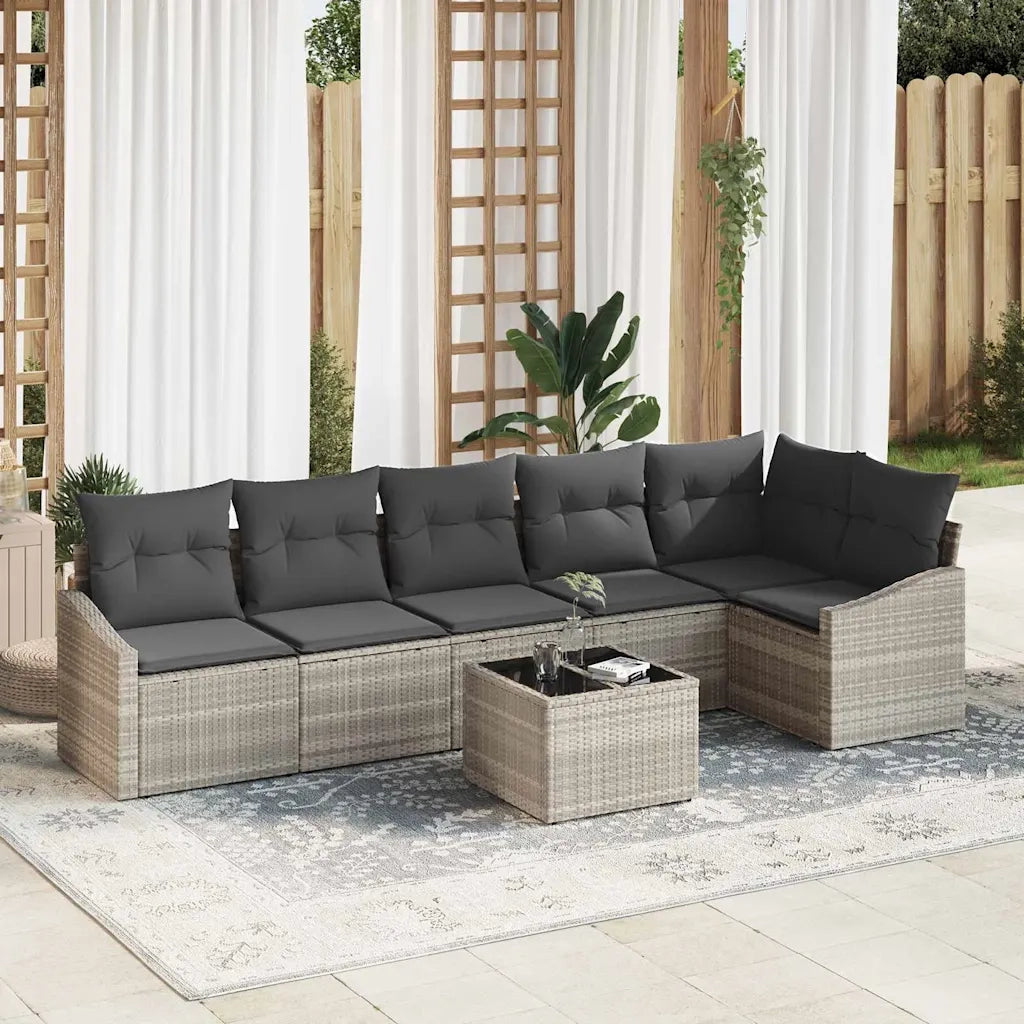 Set di divani con cuscino 7 pcs Grigio chiaro polyrattan 3346752