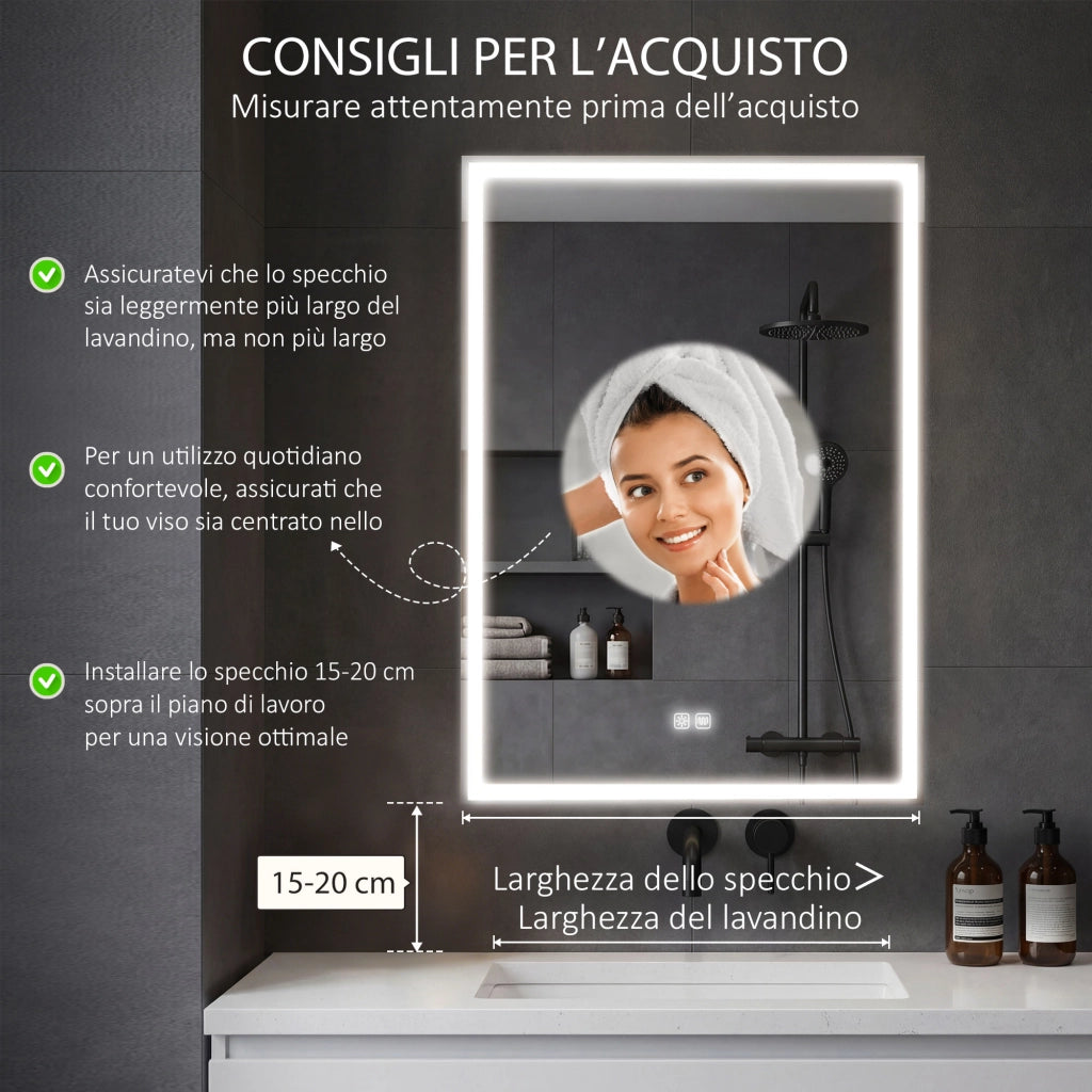 Armadietto Bagno con Specchio e Luci LED ¨C Zephmum ¨C Nero