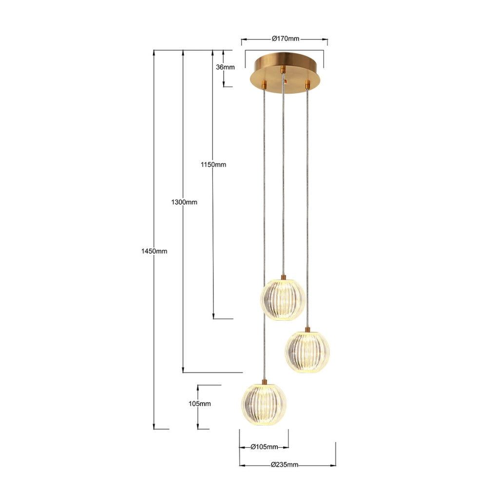 Lampada a sospensione Brillant oro acrilico LED CCT 11W