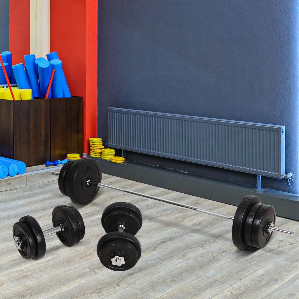 Set Bilanciere e Dischi 65kg con 2 Manubri ¨C Minimal ¨C Acciaio e Plastica