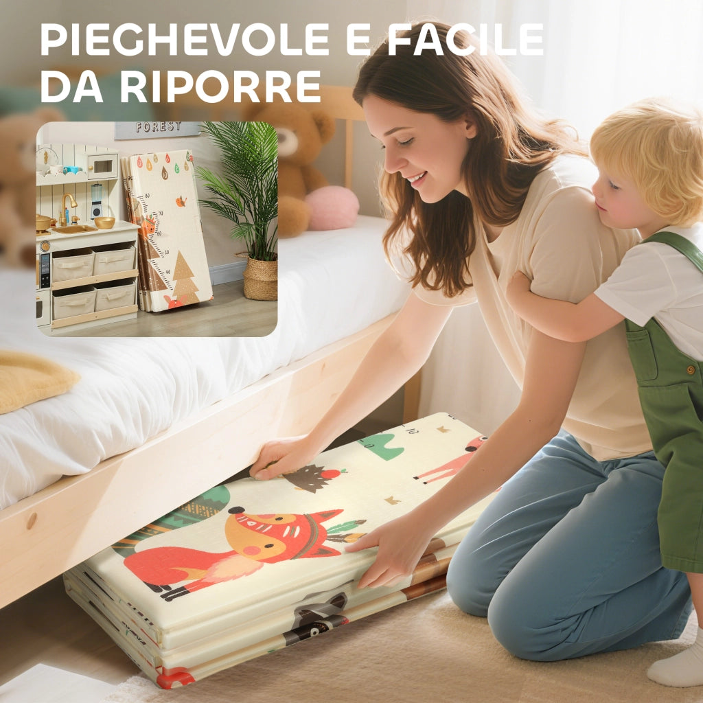 Tappeto Gioco Bambini Tema Foresta ¨C Xylo ¨C XPE Impermeabile Multicolore 196x176x1.5cm