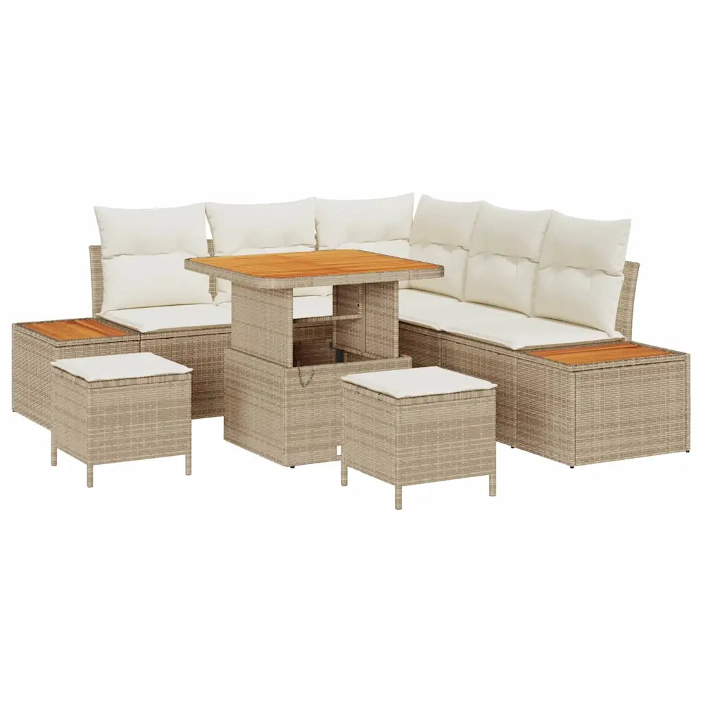 Set Divano da Giardino con cuscino 8 pcs Beige Poly Rattan 3364861