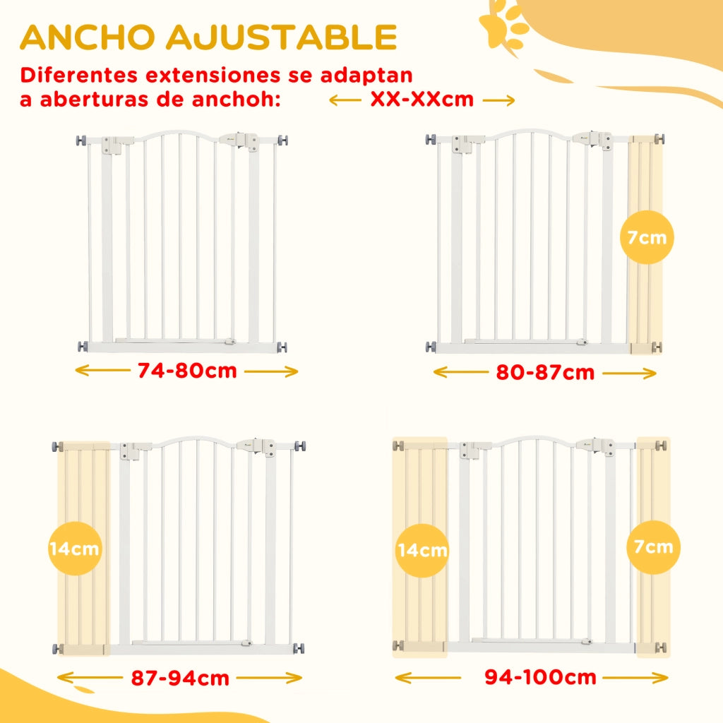 Barriera di Sicurezza Regolabile per Cani con 2 Estensioni ¨C Minimal ¨C Bianco 76-104 cm