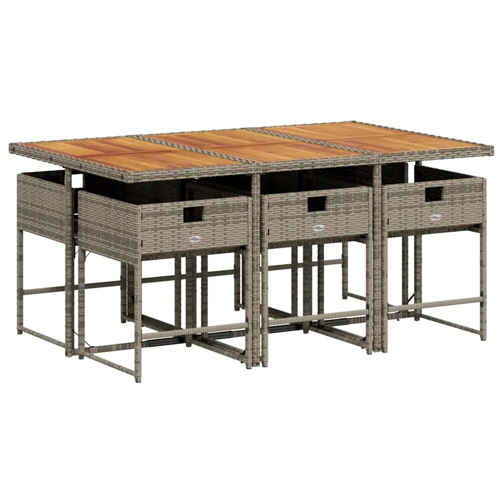 Set da Pranzo da Giardino 7 pz con Cuscini in Polyrattan Grigio 3211274