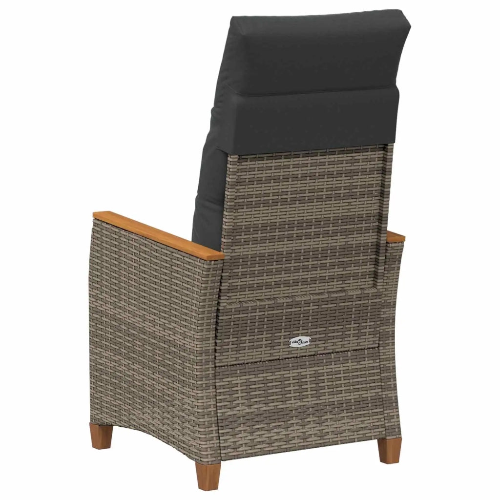 Sedia da giardino reclinabile Grigio e Grigio Scuro polyrattan 42026865