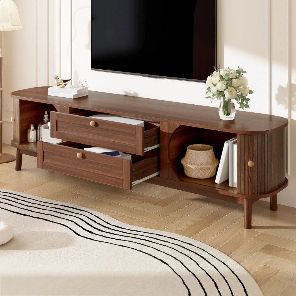 Cassettiera TV in MDF color noce lunghezza 170 cm