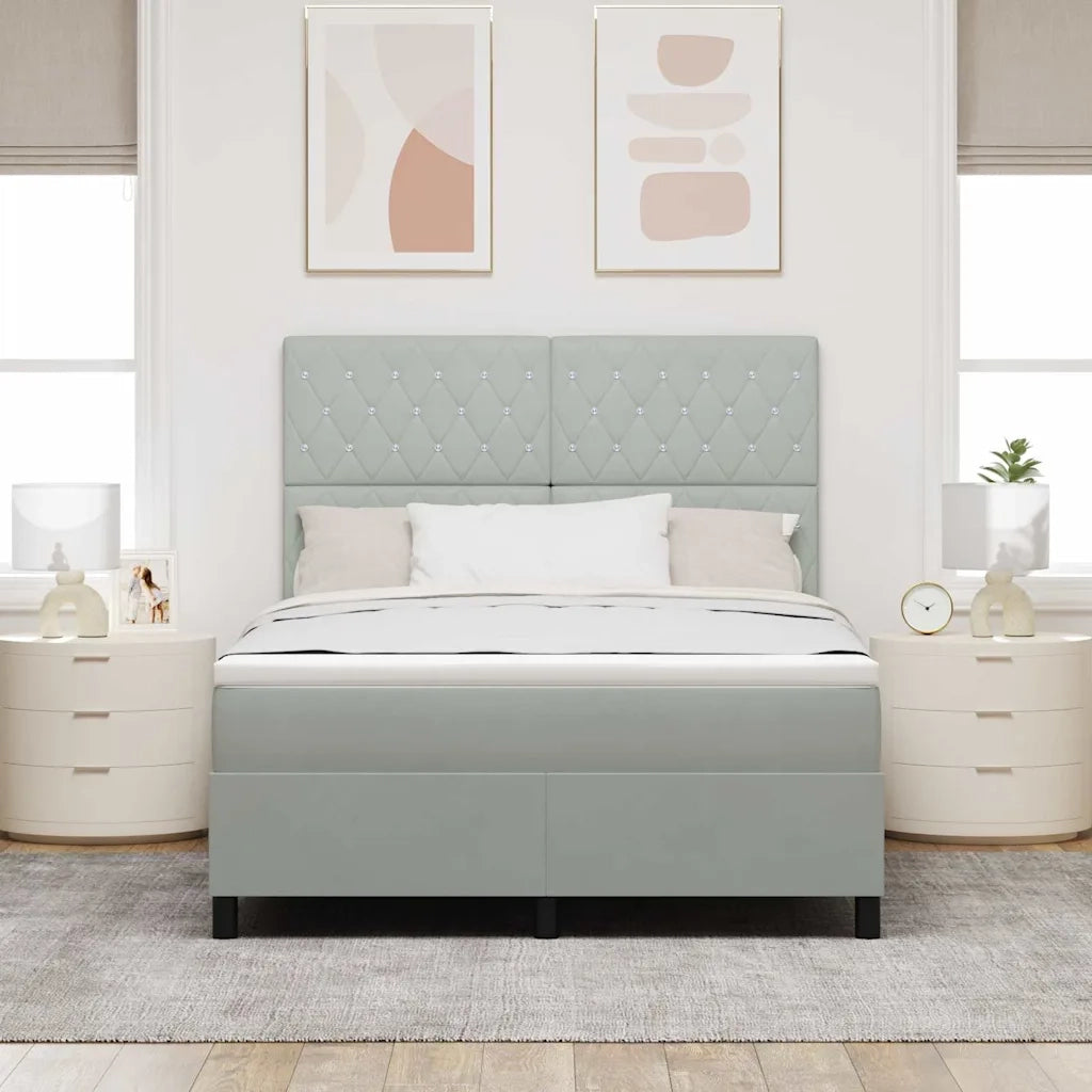Letto a Sorgente LED Grigio chiaro 140 x 200 cm Tessuto
