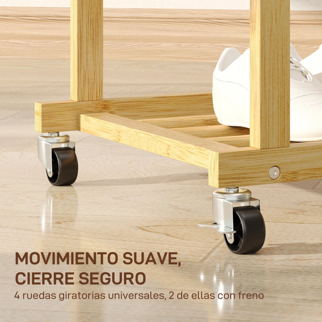 Appendiabiti con ruote e scarpiera in bamb¨´ ¨C zephmum ¨C 80x40x160 cm