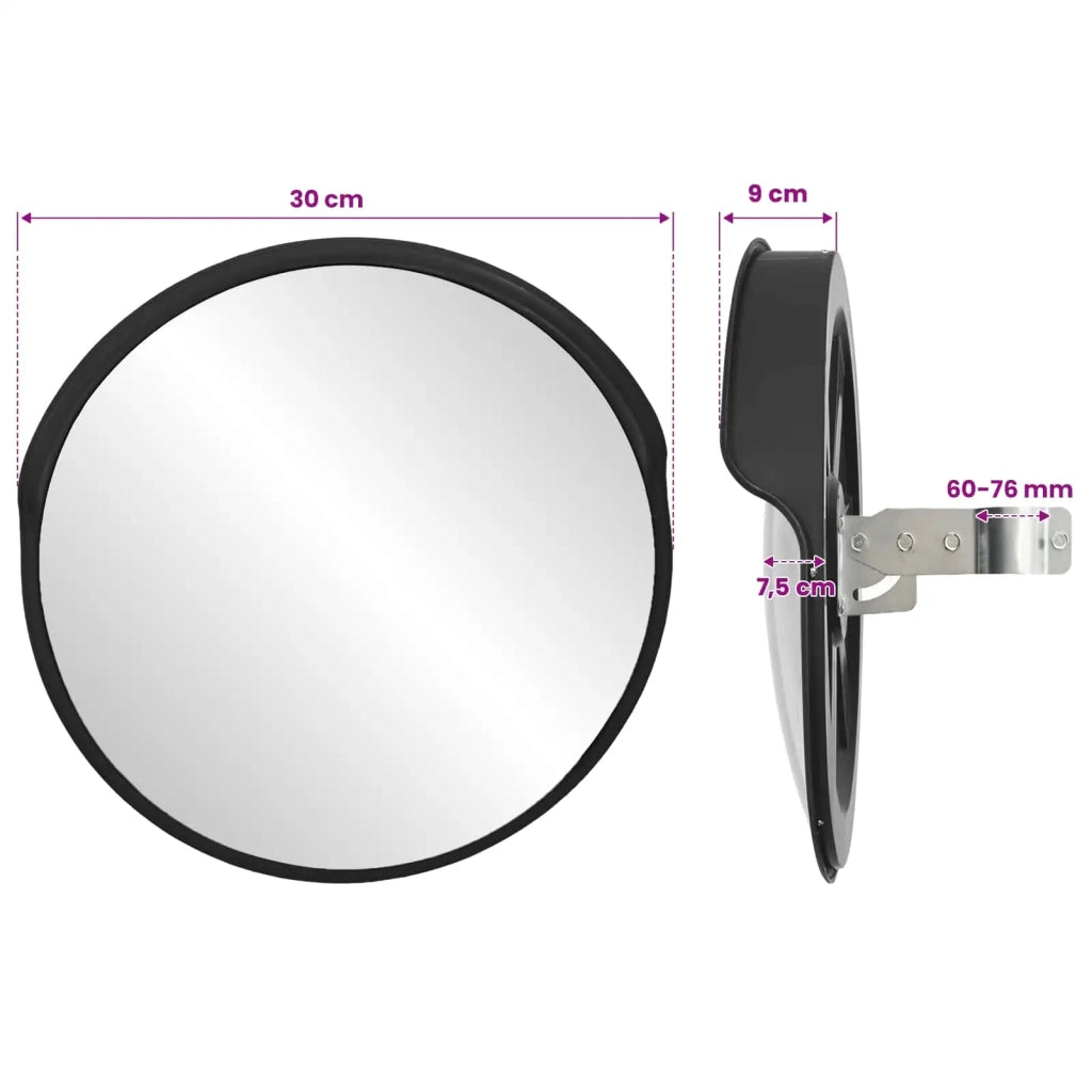 Specchio Traffico Convesso Nero Plastica PC per Esterni 30 cm 141679