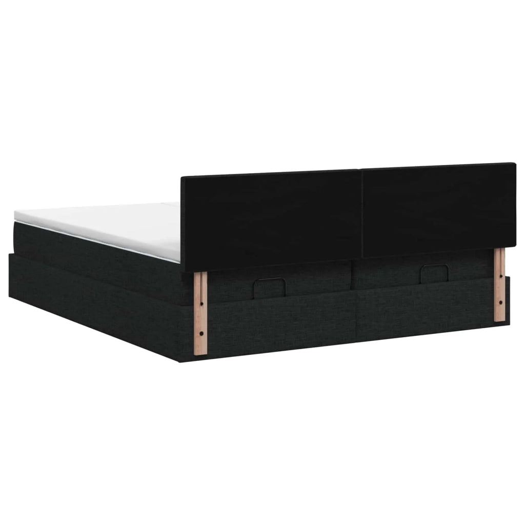 Letto Ottomano con Materasso e LED Nero 160 x 200 cm Tessuto 3457268
