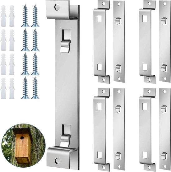 Accessori di montaggio per nidi - Stabili e resistenti all'usura - Acciaio galvanizzato - Set di 4 con viti - Per fissare nidi e casette per uccelli