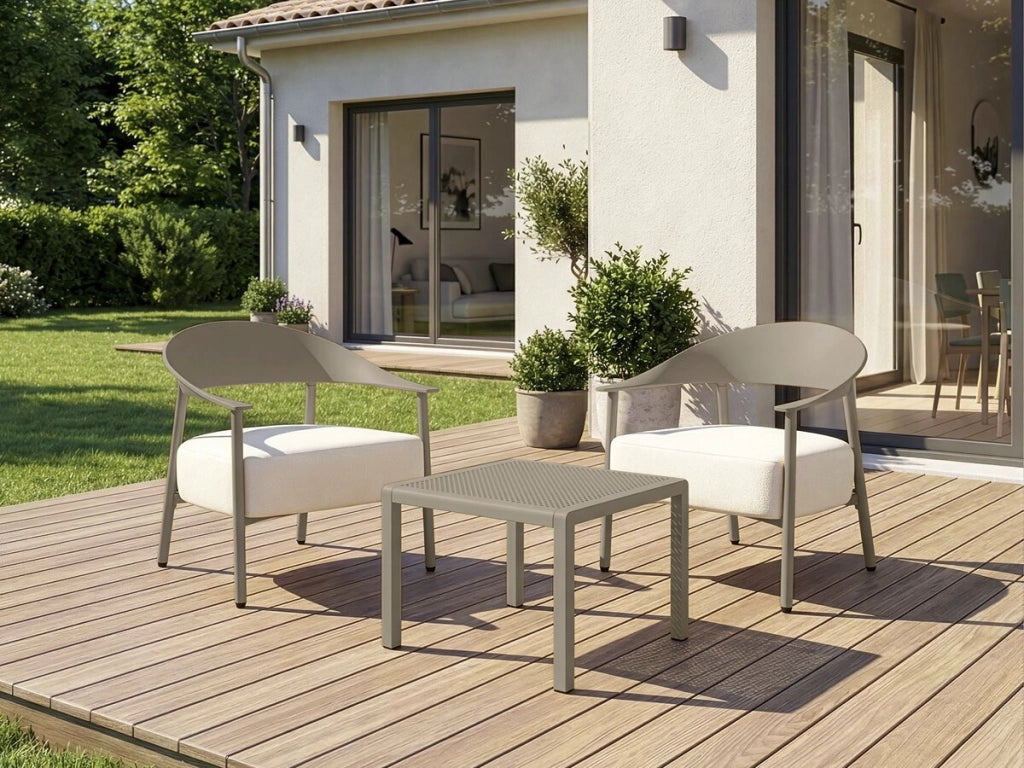 Set di 2 poltrone da giardino "Céora" in plastica e metallo - Taupe