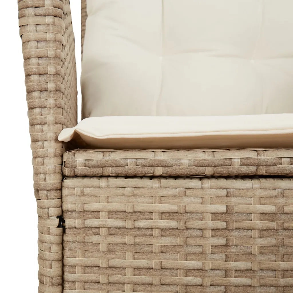 Set da Pranzo da Giardino 7 pz con Cuscini Beige in Polyrattan 3213251