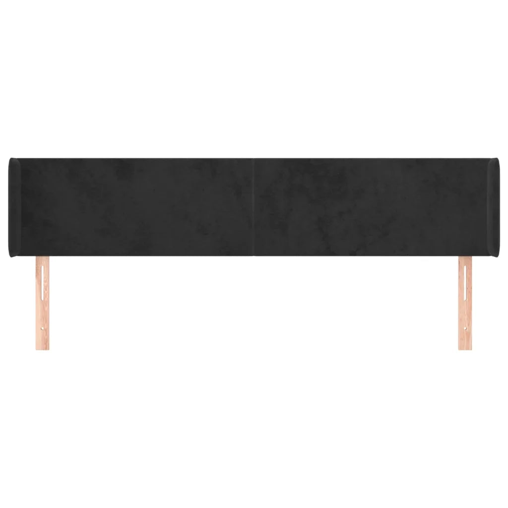 Testiera ad Orecchio-Testata con Orecchie Nera 203x16x78/88 cm in Velluto 705467
