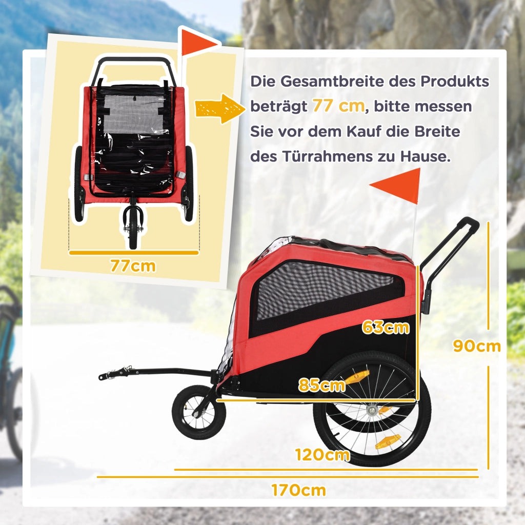 Carrello Bicicletta per Bambini ¨C zephmum ¨C Rosso 170x77x90