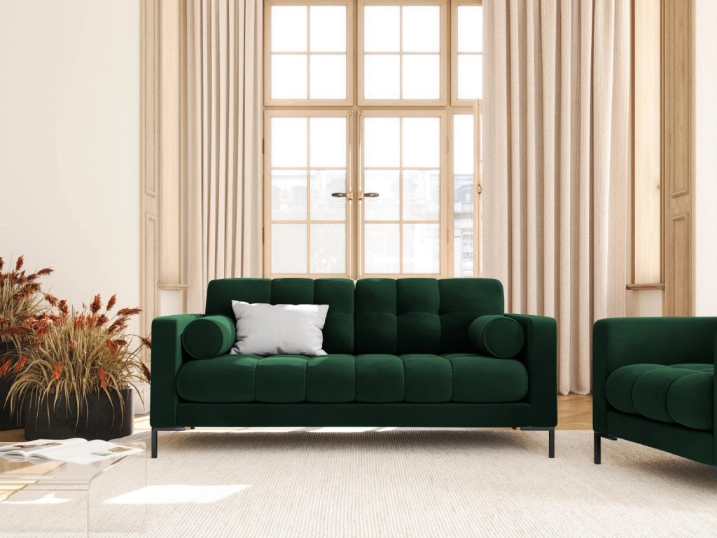 Cosmopolitan Design - Divano "Bali" 2 posti in velluto verde bottiglia 