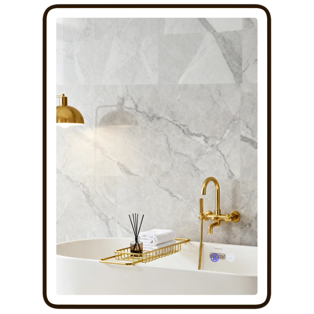 Specchio Bagno LED Anti-Appannamento Dimmabile ¨C Minimal ¨C 80x60 cm Nero