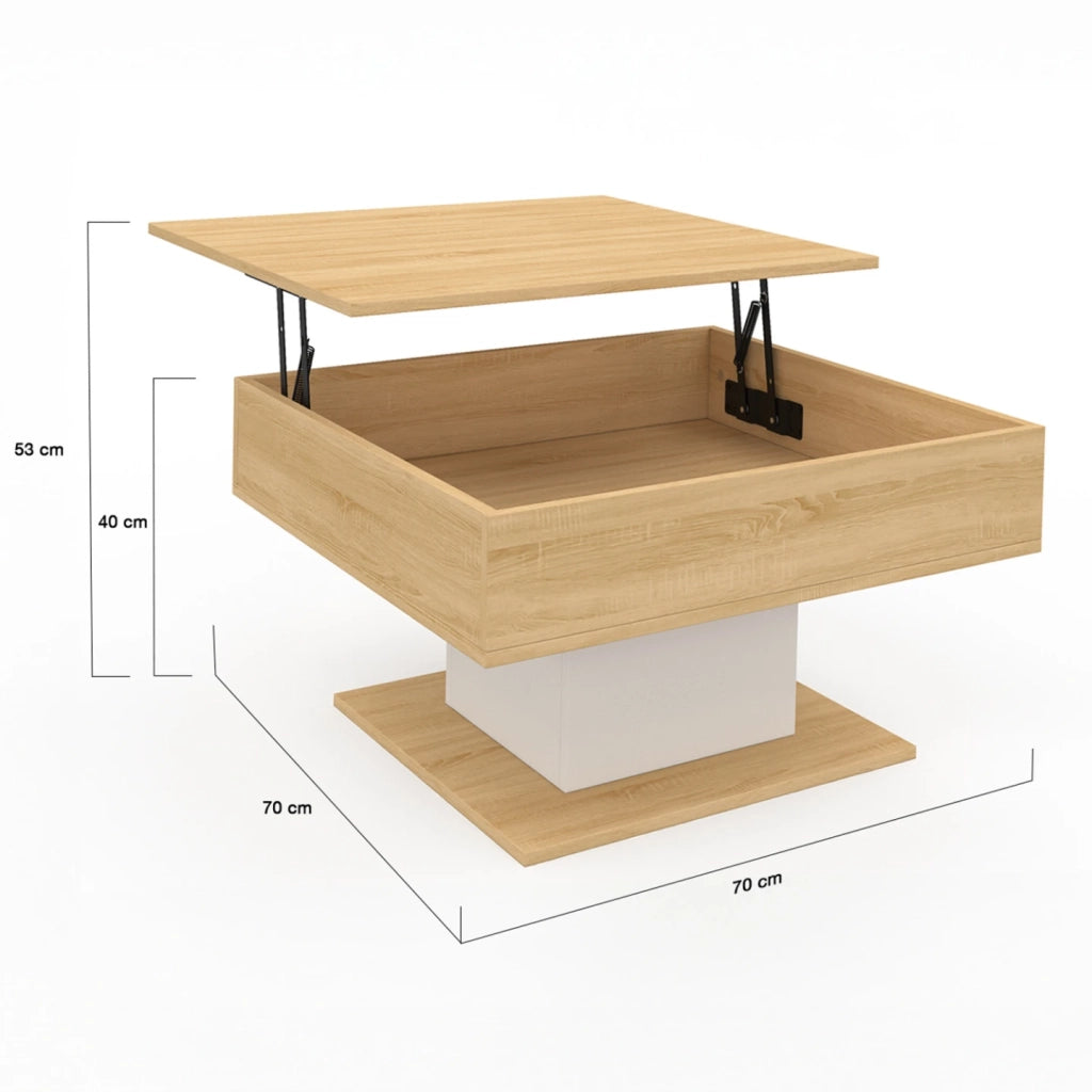 IDMarket - Tavolino quadrato sollevabile EDEN in legno e bianco