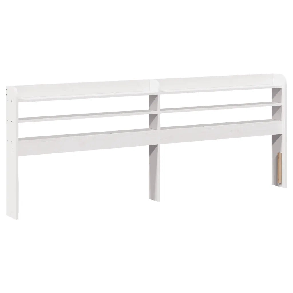 Testiera con Ripiani-Testata contenitore Bianca 180 cm in Legno Massello di Pino 546472