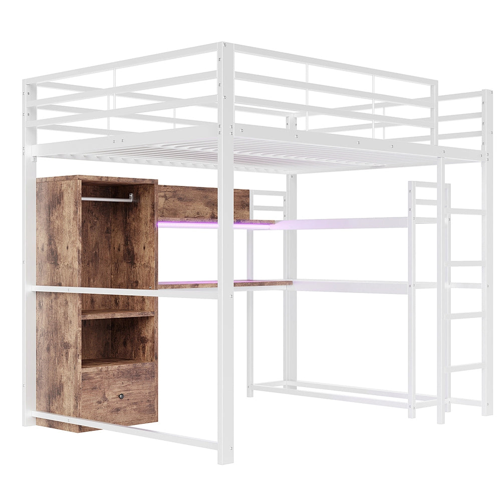 Letto a soppalco - Xylo - 140x200 cm LED bianco