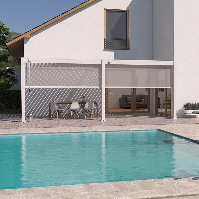 Pergola Bioclimatica OmbrÃ©a VS 3x6M adossata - Bianco - V2