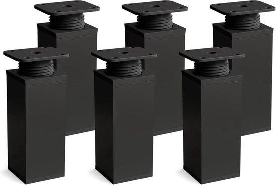 Set di Supporti per Mobili Adattabili a Tempo Indeterminato da 6 con Design Tattile in Nero Scuro